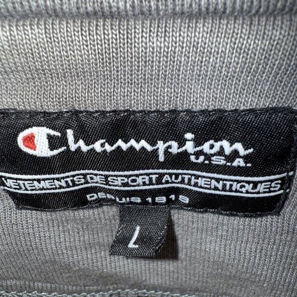 Champion Europe Sweatshirt Mens L Blue Cotton/Poly Blend Fleeced 1/4 Zip Logo - Picture 8 of 14